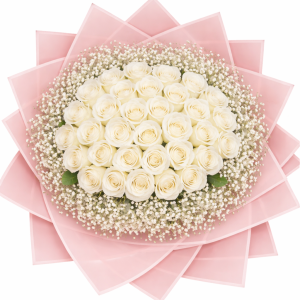 50 Beyaz Gül Buketi