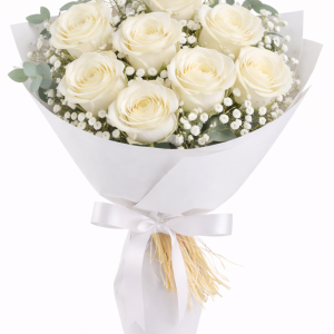 9 Beyaz Gül Buketi