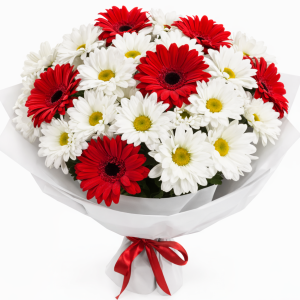 Papatya ve Kırmızı Gerbera Buketi